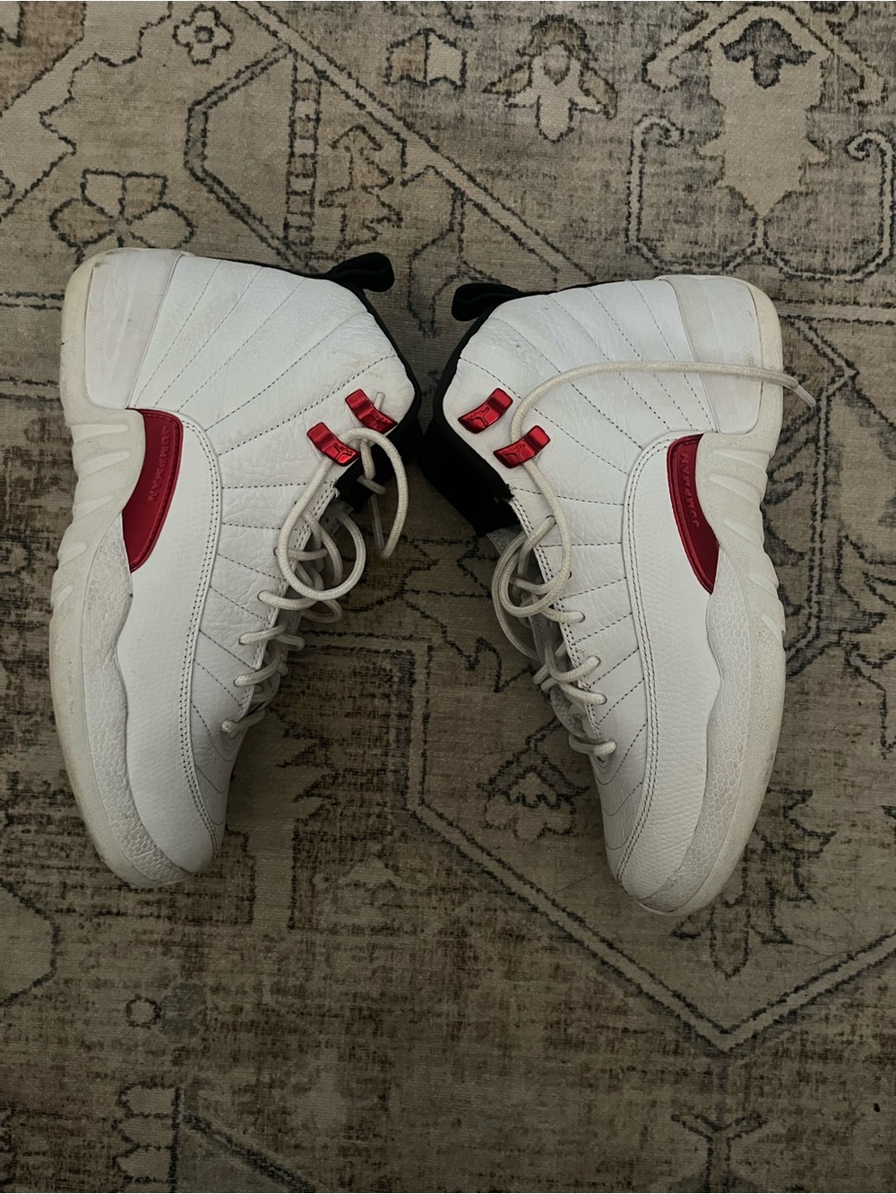 Jordan Men’s White and Red High-Top Basketball Sneakers